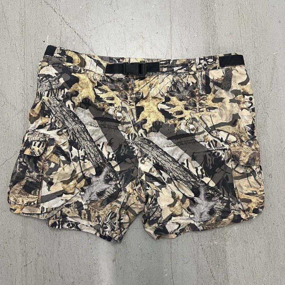 Mossy Oak Camo Cargo‎ Shorts Mens Nylon Stretch Belted Size 42